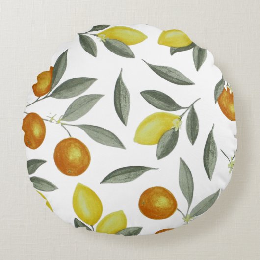 オレンジとレモン ラウンドクッション (正面)