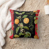 オレンジとレモン ヴィンテージ レッドアクセント付き クッション (ブランケット)