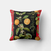 オレンジとレモン ヴィンテージ レッドアクセント付き クッション (裏面)