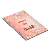 オレンジとローズゴールドの名前のスクリプト ノートブック (右側)