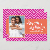 オレンジと明るい赤紫色の山ホリデーカード シーズンカード (正面/裏面)