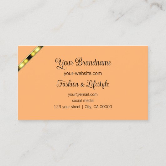 オレンジと桃とフォトシックパターン(の模様が)ある文字 名刺 (裏面)