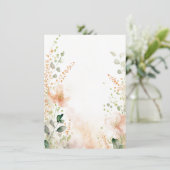 オレンジと桃の水彩花柄の空白の結婚式 招待状 (スタンド正面)