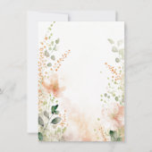 オレンジと桃の水彩花柄の空白の結婚式 招待状 (正面)