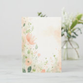 オレンジと桃の水彩花模様の空白の結婚式 招待状 (スタンド正面)