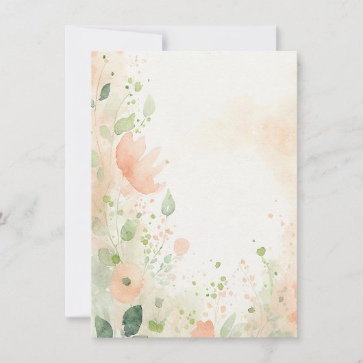オレンジと桃の水色のフローラ空白の結婚ズ 招待状 (正面)