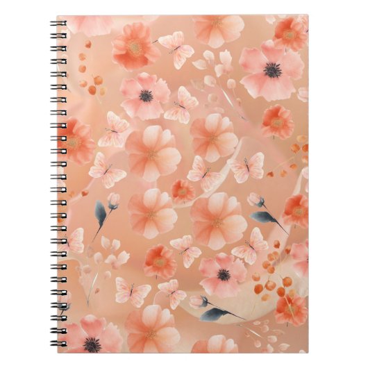 オレンジと桃の花と蝶 ノートブック (正面)