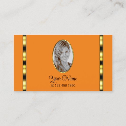 オレンジと桃スタイリッシュとフォトプロフェッショナル 名刺 (正面)