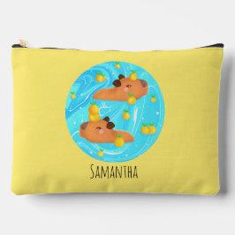 オレンジと水の中のキャピバラ アクセサリーポーチ