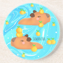 オレンジと水の中のキャピバラ