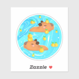 オレンジと水の中のキャピバラ シール