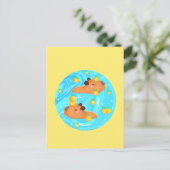 オレンジと水の中のキャピバラ ポストカード (スタンド正面)