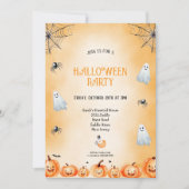 オレンジと白と黒ハローウィンパーティ 招待状 (正面)