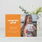 オレンジと白のおめでとう大学院写真卒業 案内状 (スタンド正面)