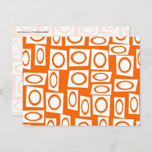 オレンジと白のおもしろい円の正方形パターン ポストカード (正面/裏面)