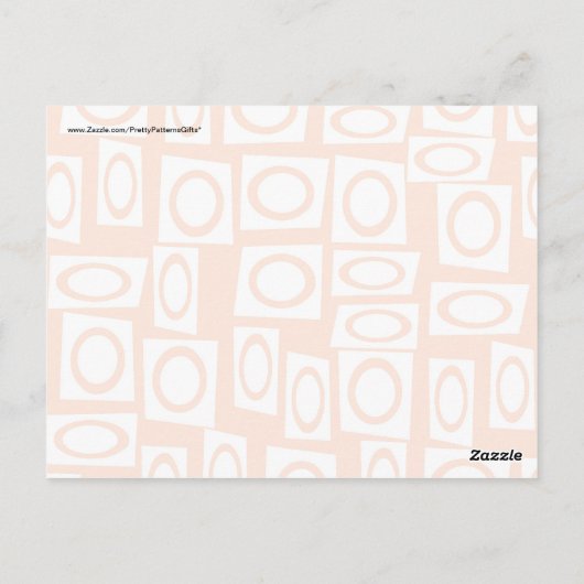 オレンジと白のおもしろい円の正方形パターン ポストカード (裏面)