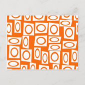 オレンジと白のおもしろい円の正方形パターン ポストカード (正面)