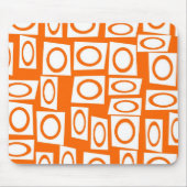 オレンジと白のおもしろい円の正方形パターン マウスパッド (正面)