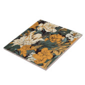 オレンジと白のかわいらしフローラ タイル (側面)