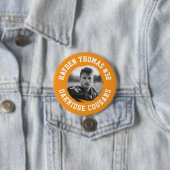 オレンジと白のアスリート名ジャージー番号写真 缶バッジ (インサイチュ)