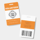 オレンジと白のカスタムのロゴボランティアID バッジ (正面＆裏面)