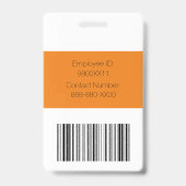 オレンジと白のカスタムのロゴボランティアID バッジ (裏面)