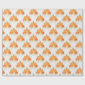 オレンジと白のカボチャが金ゴールドの華麗な円 ラッピングペーパー (フラット)