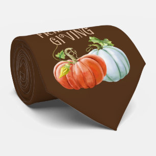 オレンジと白のカボチャHappy Friendsgiving秋 ネクタイ