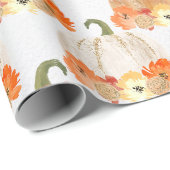 オレンジと白のキラキラしたカボチャの包装紙 ラッピングペーパー (ロールコーナー)