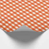 オレンジと白のギンガムパターン ラッピングペーパー (角)