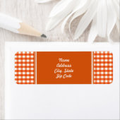 オレンジと白のギンガムパターン ラベル (インサイチュ)