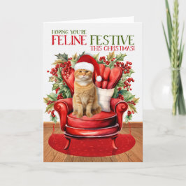 オレンジと白のクリスマスキャット猫フェスティバル シーズンカード