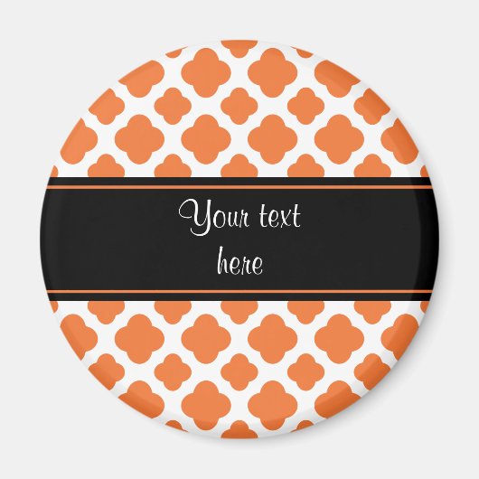 オレンジと白のクローバーパターン マグネット (正面)