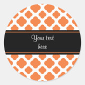 オレンジと白のクローバーパターン ラウンドシール (正面)