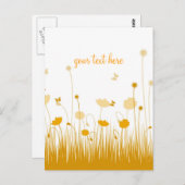 オレンジと白のケシの牧草地スクリプト ポストカード (正面/裏面)