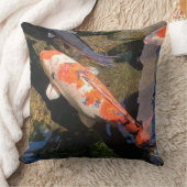 オレンジと白のコイ魚の水泳写真 クッション (ブランケット)