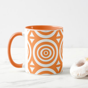 オレンジと白のコーヒーマグ(抽象芸術パターン) マグカップ