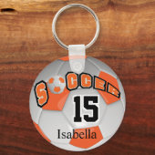 オレンジと白のサッカーボール キーホルダー (正面)