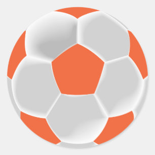 オレンジと白のサッカーボール ラウンドシール