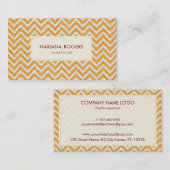 オレンジと白のシェブロンパターン 名刺 (正面/裏面)