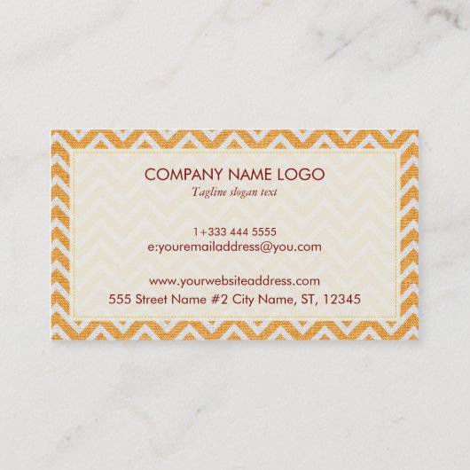 オレンジと白のシェブロンパターン 名刺 (裏面)