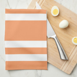 オレンジと白のストライプ キッチンタオル