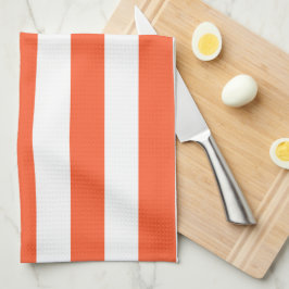 オレンジと白のストライプ キッチンタオル
