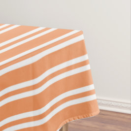 オレンジと白のストライプ テーブルクロス