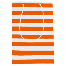 オレンジと白のストライプ ミディアムペーパーバッグ