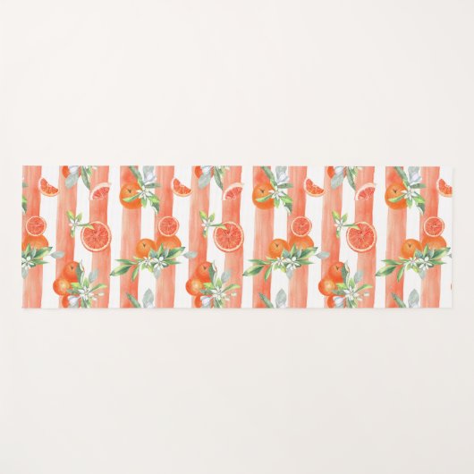 オレンジと白のストライプ ヨガマット (正面(横))