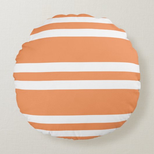 オレンジと白のストライプ ラウンドクッション (正面)