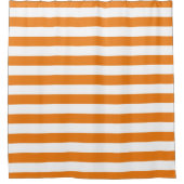 オレンジと白のストライプ |編集可能な色 シャワーカーテン (正面)