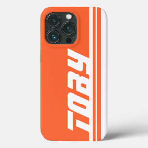 オレンジと白のスポーツストライプのカスタムケース iPhone 13 PROケース