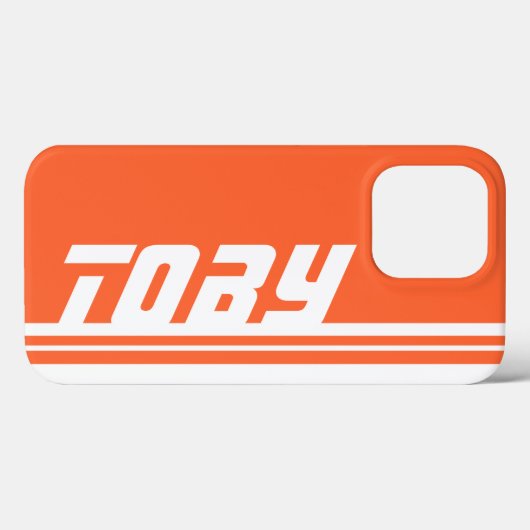 オレンジと白のスポーツストライプのカスタムケース Case-Mate iPhoneケース (裏面 (横))